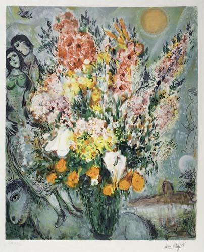 Appraisal: MARC CHAGALL after Bouquet de Fleurs Color lithograph on Japon