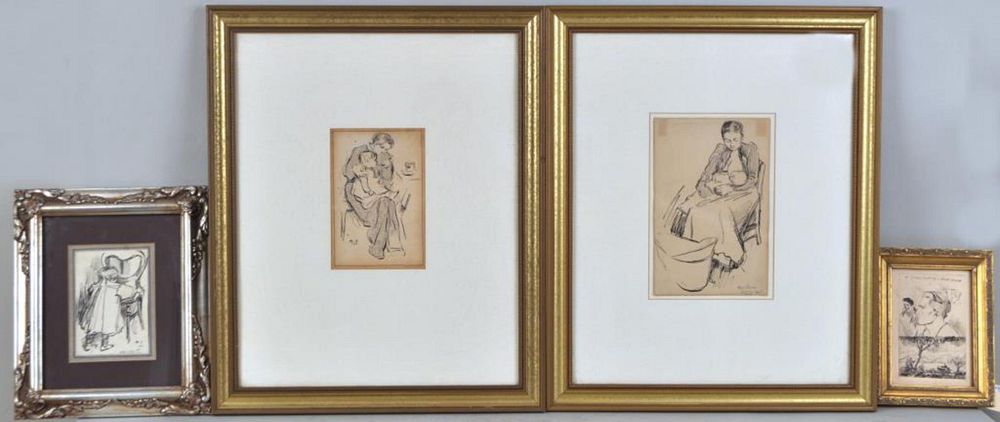 Appraisal: Four Albert Sterner Framed Artworks Am - three framed ink