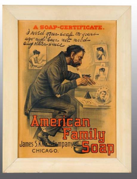 Appraisal: Cardboard American Family Soap Sign Description Original frame Condition Exellent