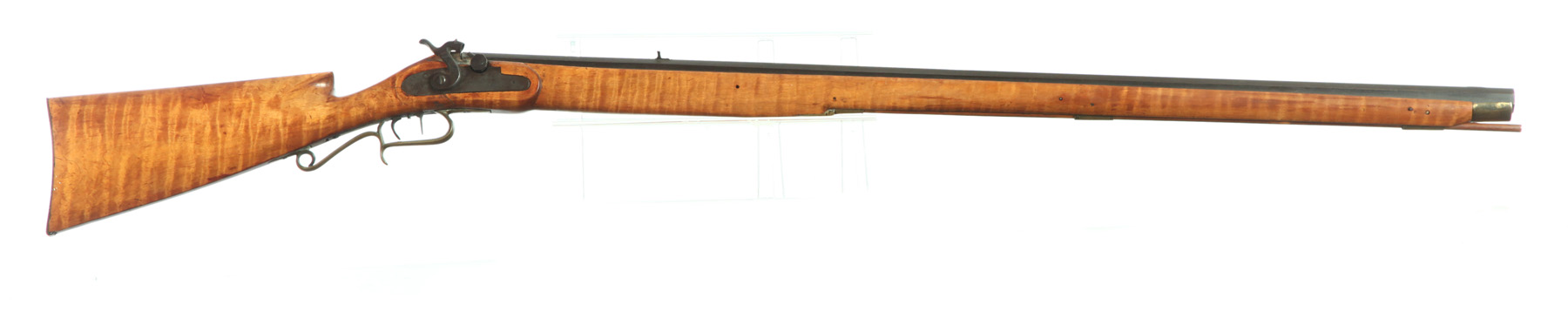 Appraisal: FULL-STOCK PERCUSSION RIFLE American late th century Curly maple caliber