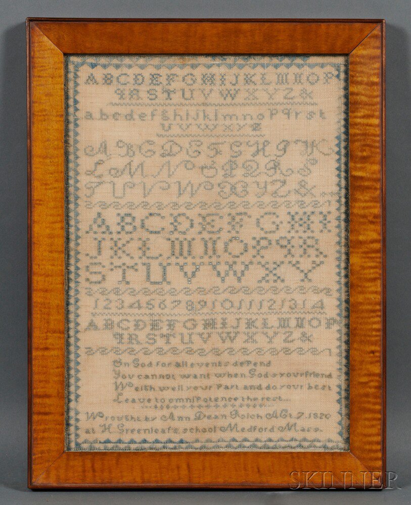 Appraisal: Medford Massachusetts Needlework Sampler Wrought by Ann Dean Rich AEt