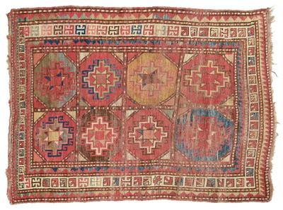 Appraisal: Caucasian rug eight central panels with geometric multiple borders ft