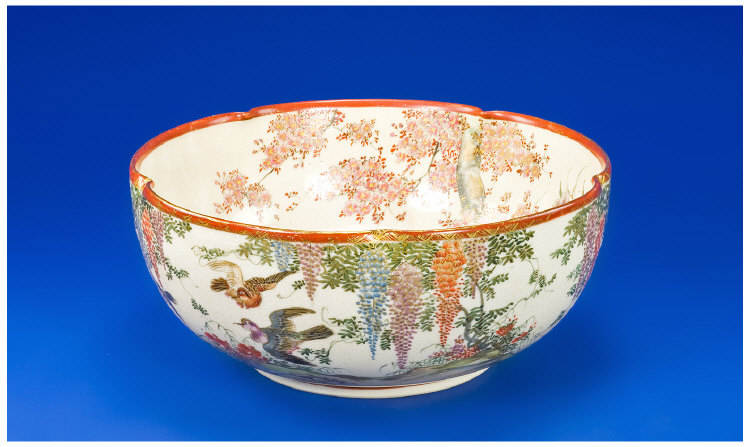 Appraisal: Japanese Satsuma Bowl Of Circular Form With Pinched Rim The