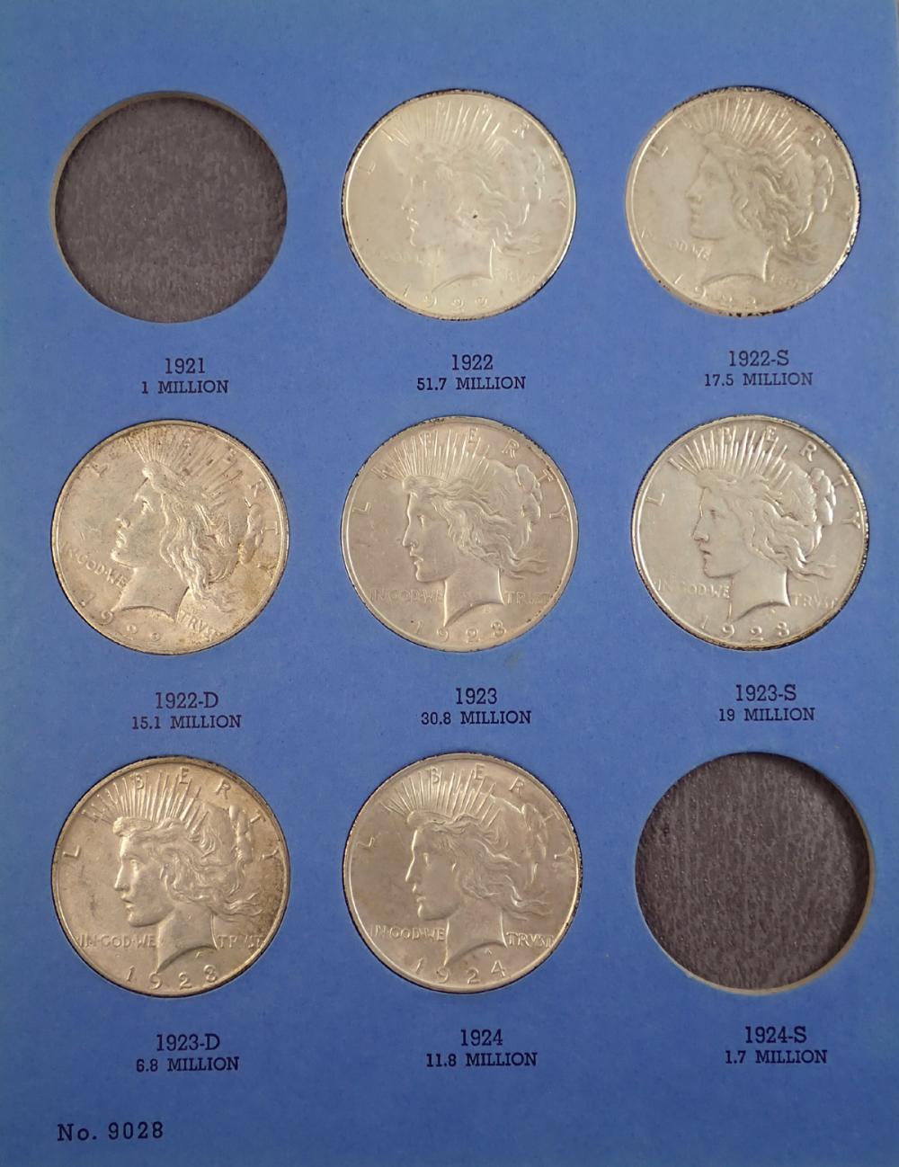 Appraisal: U S PEACE TYPE SILVER DOLLAR COLLECTION IN ALBUM -P