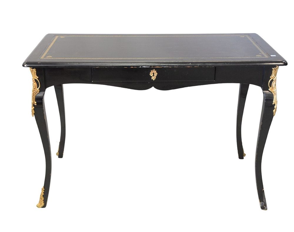 Appraisal: Louis XV Style Gilt Bronze Mounted Black Lacquered Bureau Plat