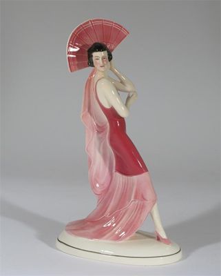 Appraisal: A Katshutte Pottery figure of a fan dancer modelled on