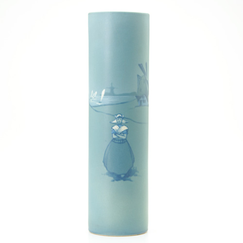 Appraisal: WELLER DRESDEN Tall cylindrical vase painted by Levi Burgess with