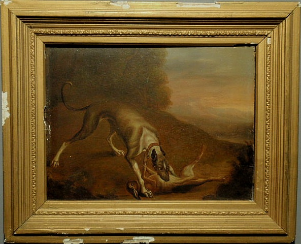 Appraisal: English oil on wood panel painting th c of a