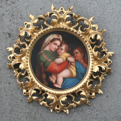 Appraisal: MADONNA DELLA SEGGIOLA The Seated Madonna AFTER RAPHAEL Painted porcelain