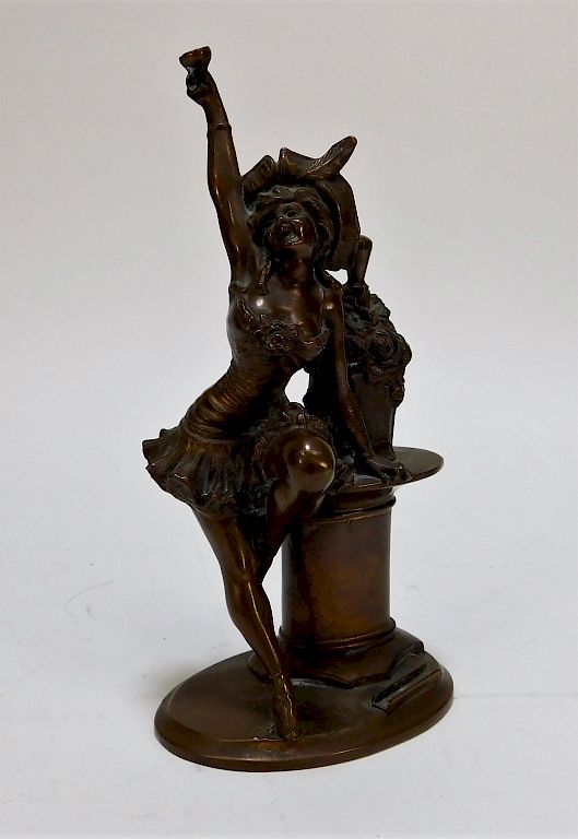 Appraisal: American Copper Spelter Party Girl Lighter Strike United States th