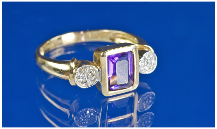 Appraisal: ct Gold Amethyst And Diamond Dress Ring Central Trap Cut