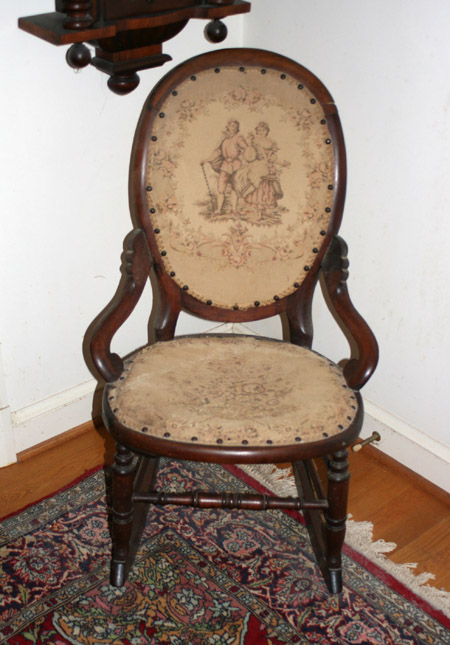 Appraisal: Victorian Rococo Revival Walnut Machine Floral Tapestry Upholstered Seat and