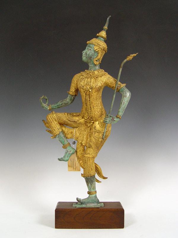 Appraisal: CONTEMPORARY BRONZE THAI STATUE Patinated finish '' tall