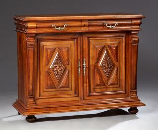 Appraisal: French Henri II Style Carved Walnut Sideboard t French Henri