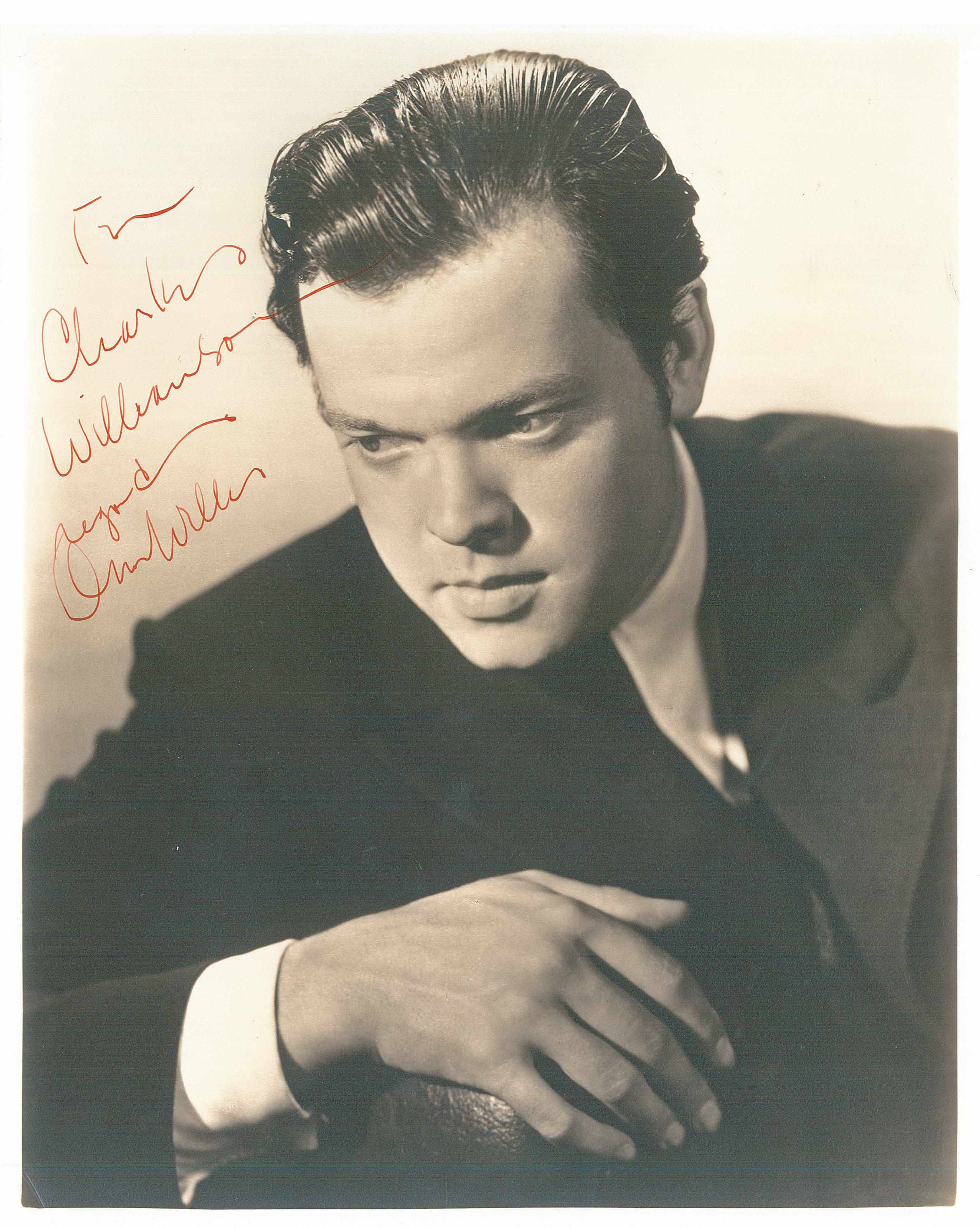 Appraisal: WELLES ORSON Photograph Signed ''Orson Welles'' and Inscribed by inch