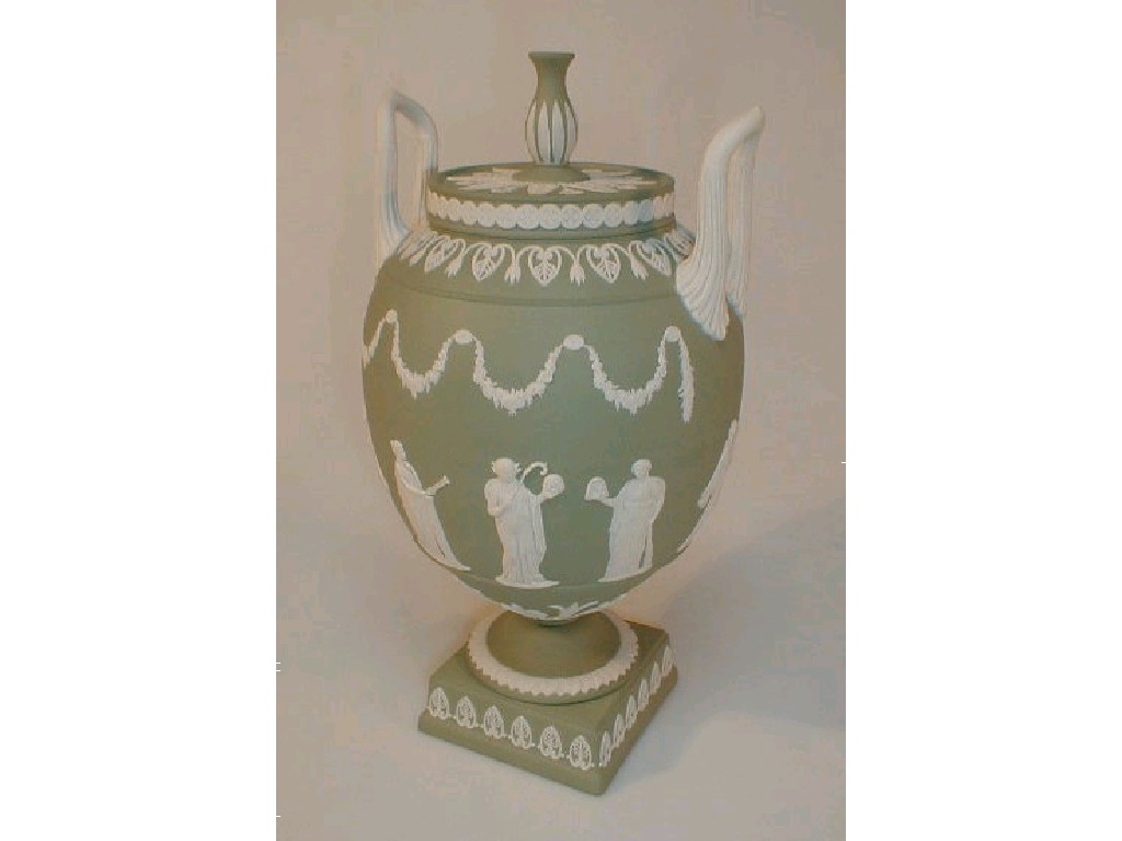 Appraisal: A Wedgwood green Jasper urn of neo classical form with