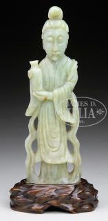 Appraisal: CARVED JADE STATUE OF STANDING FIGURE th century China The