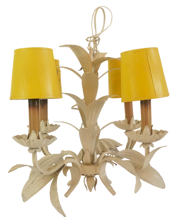 Appraisal: Italian Four Light Tole Chandelier Lot Italian Four Light Palm