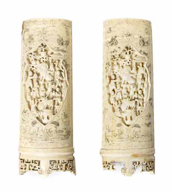 Appraisal: A Pair of Chinese Ivory Wrist Rests each having a