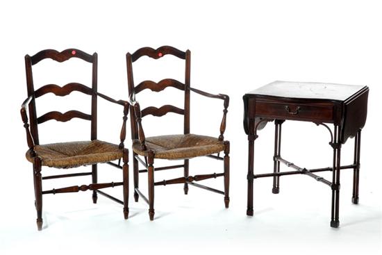 Appraisal: TWO CHAIRS AND A STAND Twentieth century Pair of French