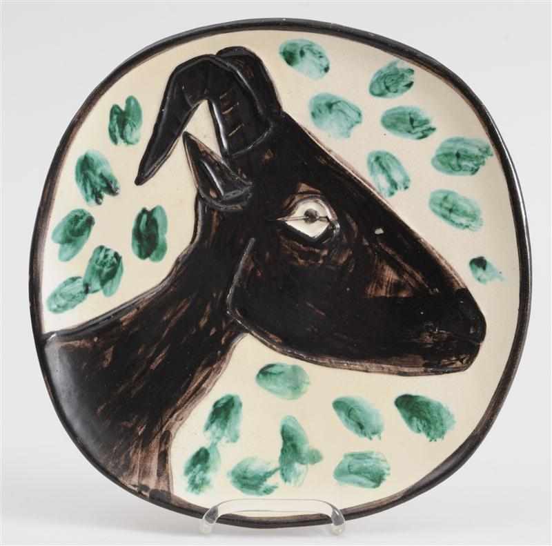 Appraisal: PABLO PICASSO T TE DE CHEVRE Ceramic plate Provenance Property