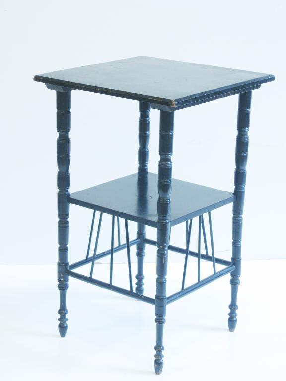 Appraisal: A Godwin design ebonised square Occasional Table on turned supports