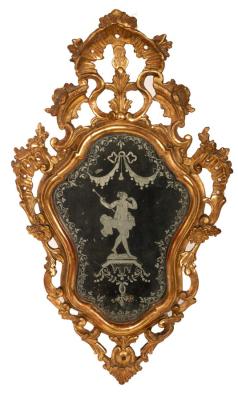 Appraisal: A late th Century Venetian giltwood mirror with a carved