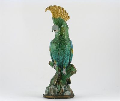 Appraisal: A Minton Majolica model of a parrot with plumage in