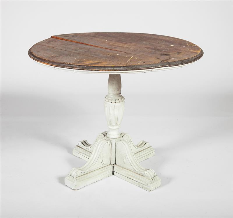 Appraisal: Victorian White Painted Center Table With rustic top x in