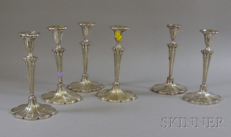 Appraisal: Set of Six Gorham Silver Plated Candlesticks ht in