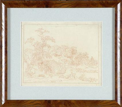 Appraisal: Attributed to Josef Anton Koch Landscape with Figures Red chalk