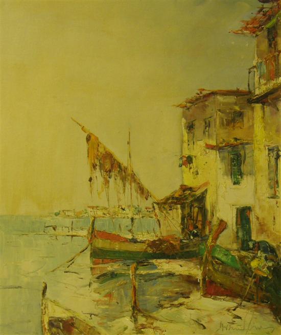 Appraisal: Arthur Hierer - 'Off Rimini' signed oil on board h