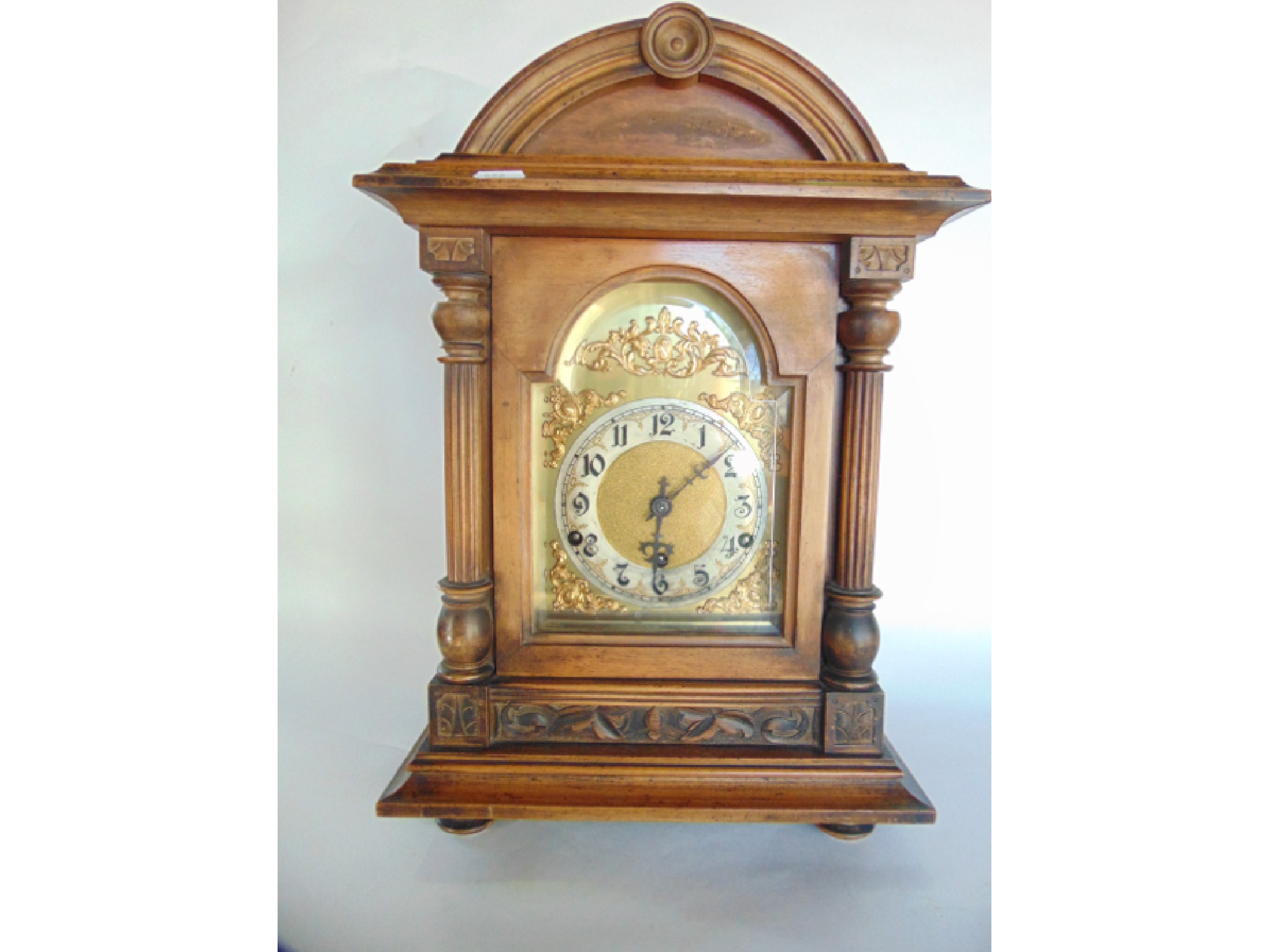 Appraisal: A late th century German walnut bracket clock with broken