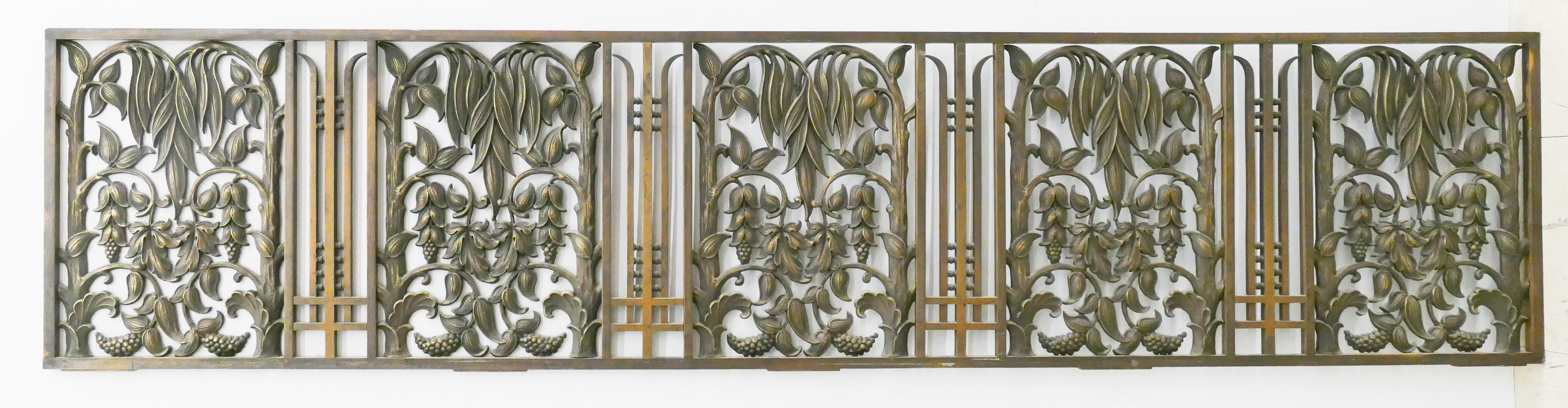 Appraisal: Pair Antique Ornate Bronze Architectural Floral Grills or Doorway Panels