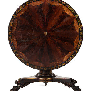 Appraisal: A Classical Parcel Gilt Stencil Decorated Carved and Inlaid Mahogany