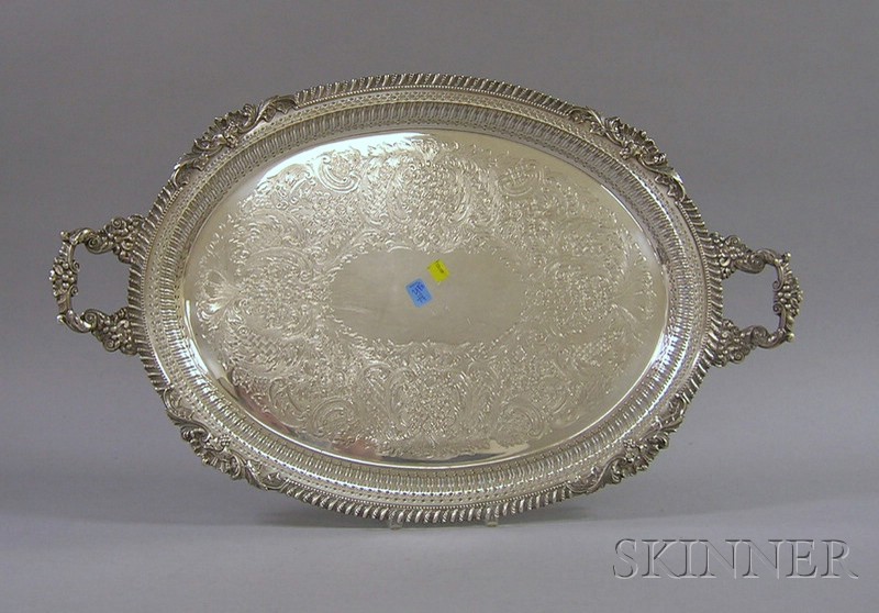 Appraisal: Large Victorian-style Silver Plated Tea Tray with reticulated edge work