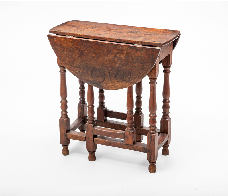 Appraisal: WILLIAM AND MARY OAK GATE-LEG TABLE in x in in