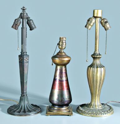 Appraisal: Three early th century lamp bases one cast iron tapered