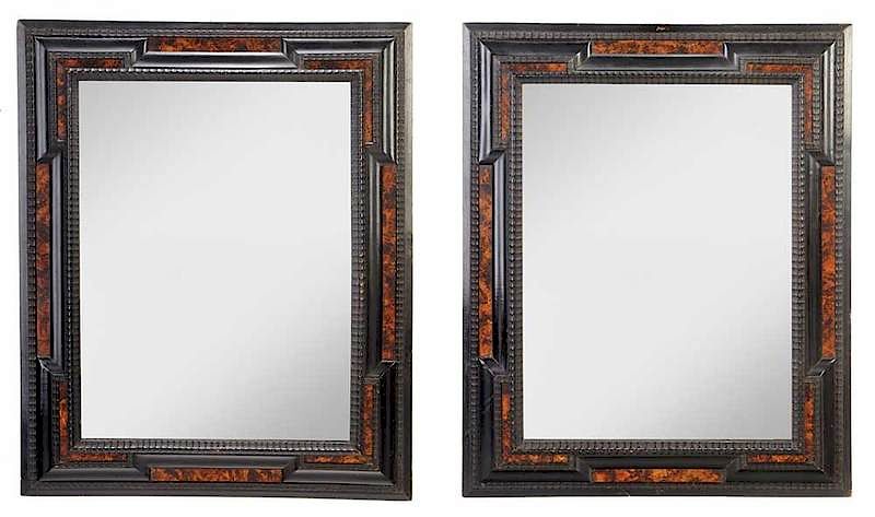 Appraisal: Two Similar Dutch Baroque Style Ebonized Mirrors th century each