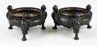 Appraisal: Pair Of Continental European Silver Figural Salt Cellars tri-footed with