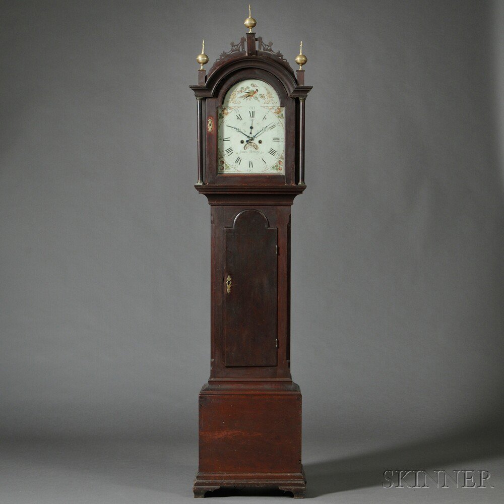 Appraisal: Carved Cherry Tall Case Clock James Perrigo Jr Wrentham or