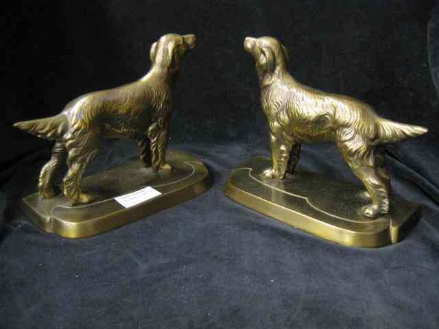 Appraisal: Pair of Bronzed Figural Dog Bookends deco era '' x