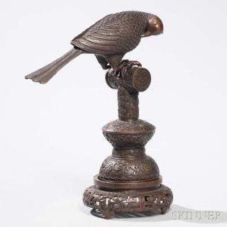 Appraisal: Bronze Bird on a Perch Bronze Bird on a Perch