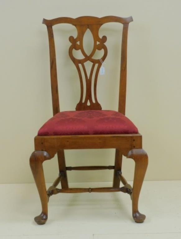 Appraisal: QUEEN ANNE TRANSITIONAL SIDE CHAIR CHERRY THc Old refinished condition