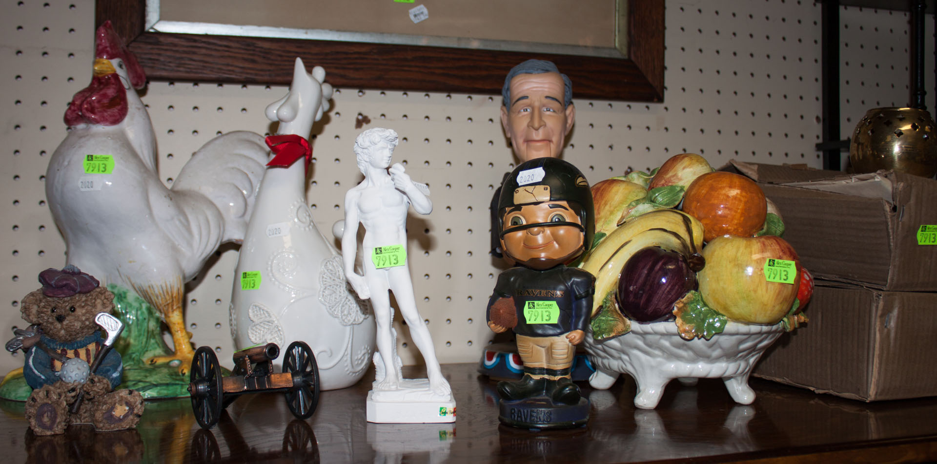 Appraisal: Assorted decorative items including ceramics bobble head candleholders toy cannon