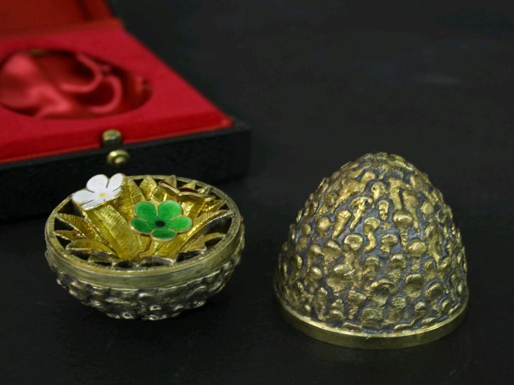 Appraisal: Stuart Devlin silver-gilt Easter egg in the form of a