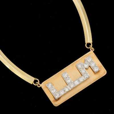 Appraisal: A Ladies' Gold and Diamond Initials Necklace k yellow gold