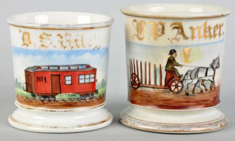 Appraisal: Lot of Shaving Mugs Includes a RR Car No and