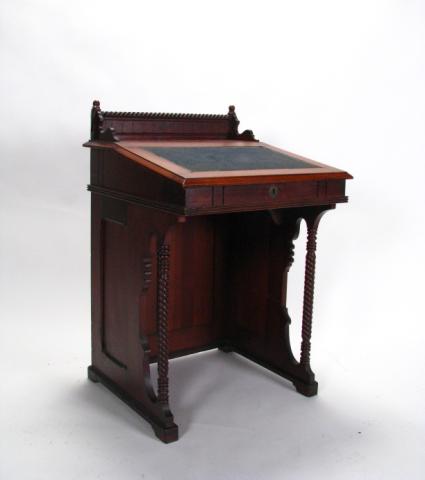 Appraisal: Antique Davenport Desk with slant front writing surface twist column