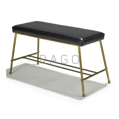 Appraisal: JACQUES ADNET Bench France s Brass leather Unmarked x x